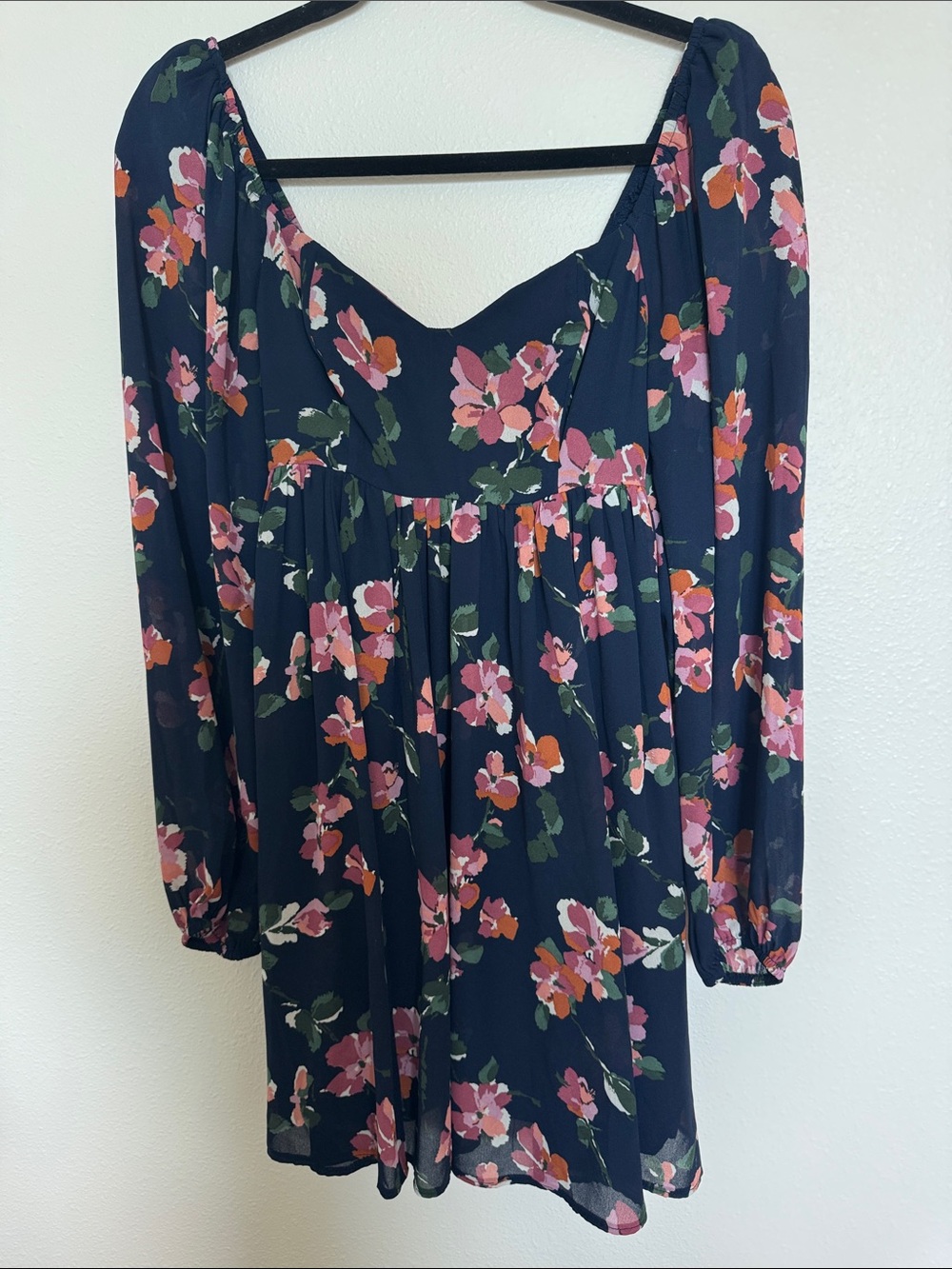 Abercrombie & Fitch Navy Mini Dress with Pink Floral Print